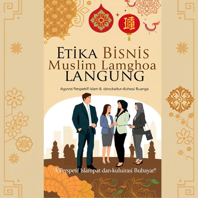 A visually captivating book cover design for 'Etika Bisnis Muslim Tionghoa Lampung: Perspektif Islam dan Akulturasi Budaya'