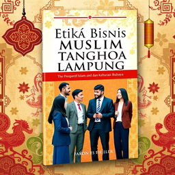 A visually captivating book cover design for 'Etika Bisnis Muslim Tionghoa Lampung: Perspektif Islam dan Akulturasi Budaya'