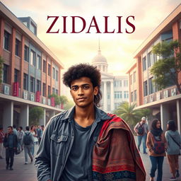 A captivating cover design for a fictional romance book titled "ZIDALIS"