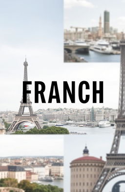 A front page design featuring bold black font displaying the French language prominently in the center