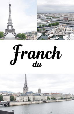 A front page design featuring bold black font displaying the French language prominently in the center