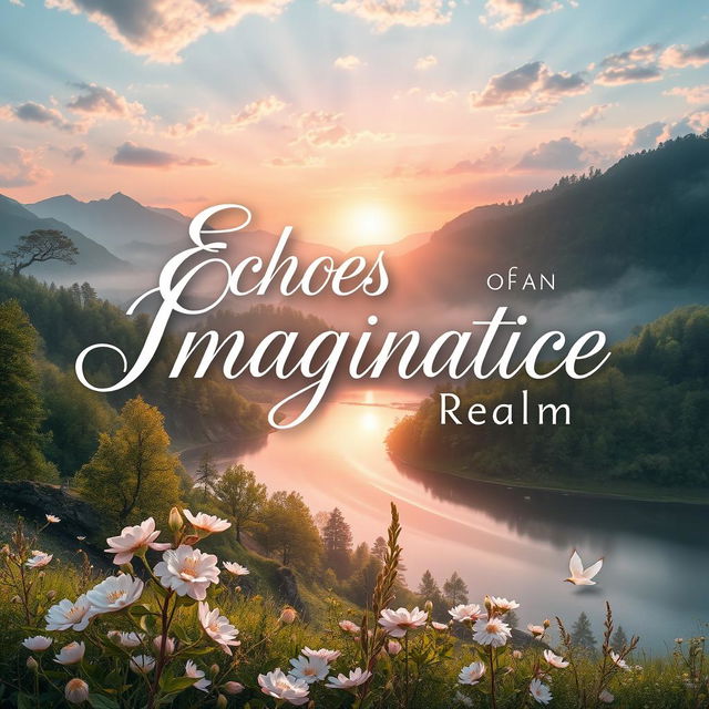 A beautifully crafted book cover for a romantic poetry anthology titled 'Echoes of an Imaginary Realm'