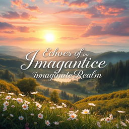 A beautifully crafted book cover for a romantic poetry anthology titled 'Echoes of an Imaginary Realm'