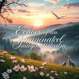 A beautifully crafted book cover for a romantic poetry anthology titled 'Echoes of an Imaginary Realm'