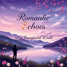 An artistic book cover for a poetry collection titled 'Romantic Echoes of an Imaginary World'