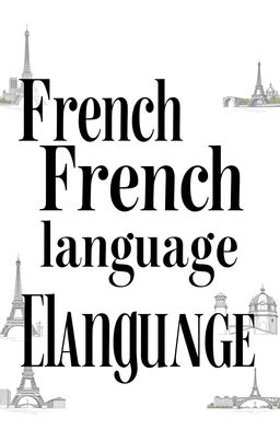 A front page design featuring various types of elegant black fonts that spell out 'French language', prominently displayed in the center of the page