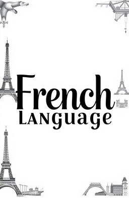 A front page design featuring various types of elegant black fonts that spell out 'French language', prominently displayed in the center of the page