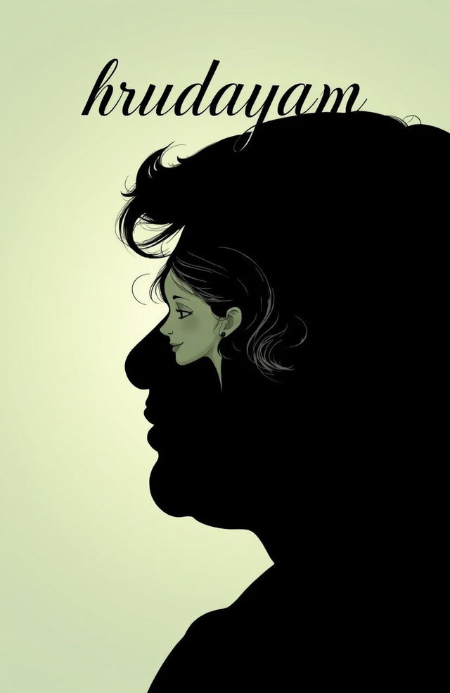 A captivating silhouette of a man, with an intricate sketch of a girl smiling beautifully intricately lined inside the silhouette