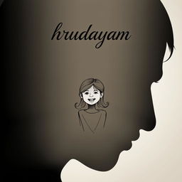 A striking silhouette of a man, featuring a detailed sketch of a girl smiling joyfully contained within the silhouette