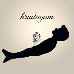 A striking silhouette of a man, featuring a detailed sketch of a girl smiling joyfully contained within the silhouette