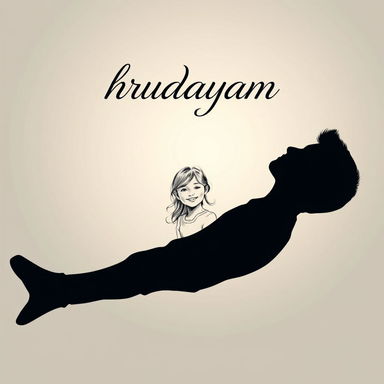 A striking silhouette of a man, featuring a detailed sketch of a girl smiling joyfully contained within the silhouette