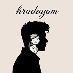 A striking silhouette of a man, featuring a detailed sketch of a girl smiling joyfully contained within the silhouette