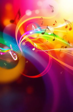 An abstract representation of music, featuring vibrant colors swirling together to symbolize sound waves