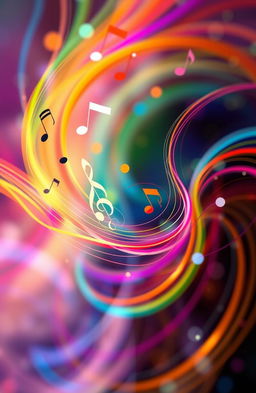 An abstract representation of music, featuring vibrant colors swirling together to symbolize sound waves