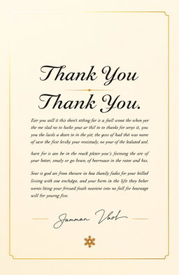 A beautifully designed front page of a formal thank you letter