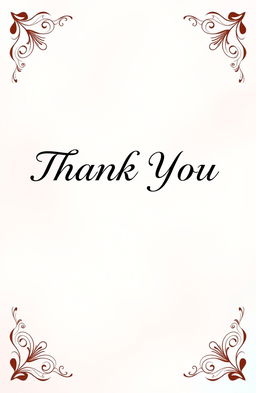 A front page design featuring the words 'Thank You' placed prominently in the center