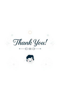 A beautifully designed thank you page centered on the screen, featuring a warm and inviting background with soft colors like light blue and white