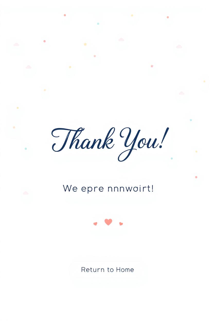 A visually appealing thank you page for a website, featuring a warm and inviting design