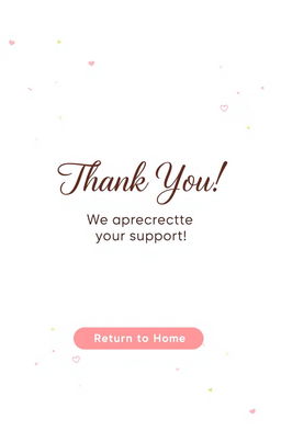 A visually appealing thank you page for a website, featuring a warm and inviting design