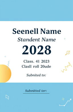 A creative and professional front page cover design for a business studies project, featuring the following elements: at the top, the school name in bold, clear font