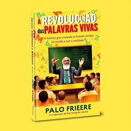 A captivating book cover design for 'A Revolução das Palavras Vivas: A História Não Contada do Homem que Ensinou o Mundo a Ler a Realidade'