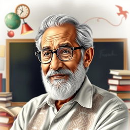 A portrait of Paulo Freire, the Brazilian educator and philosopher known for his influential ideas on critical pedagogy