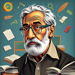 A detailed portrait of Paulo Freire, the esteemed Brazilian educator and philosopher renowned for his groundbreaking work in critical pedagogy