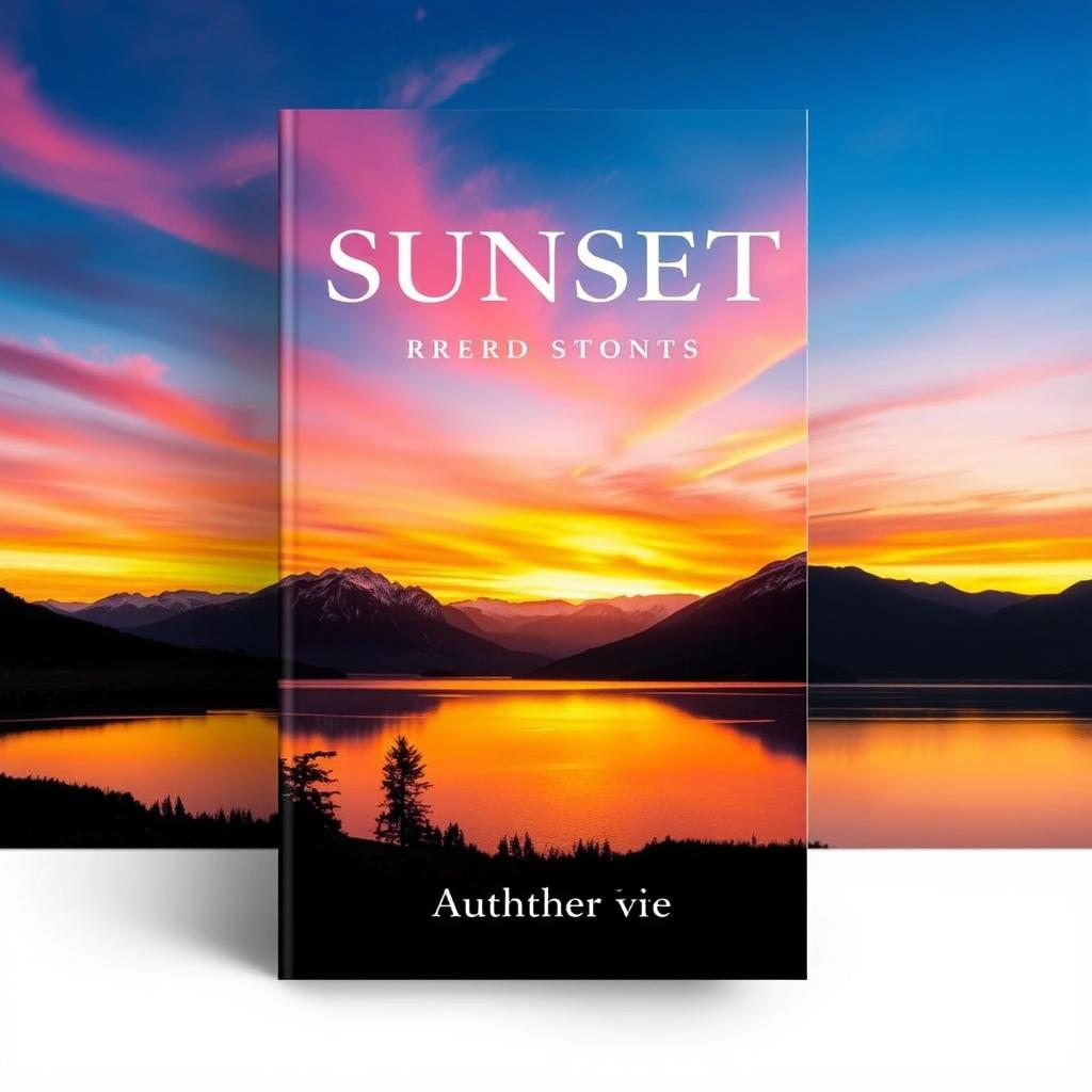 A captivating book cover design featuring a majestic mountain landscape at sunrise