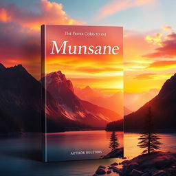 A captivating book cover design featuring a majestic mountain landscape at sunrise