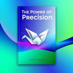 A striking book cover design featuring sharp, crisp gradient lines and graphics using a vibrant palette of blues, purples, and greens