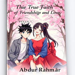 A captivating book cover for 'The True Faith Of Friendship And Love' featuring three adult Korean anime characters
