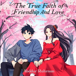 A captivating book cover for 'The True Faith Of Friendship And Love' featuring three adult Korean anime characters