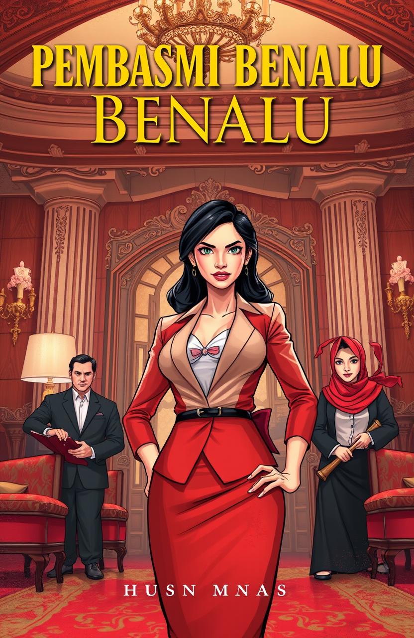 A conceptual cover for a fictional book titled "Pembasmi Benalu" by Husnanas