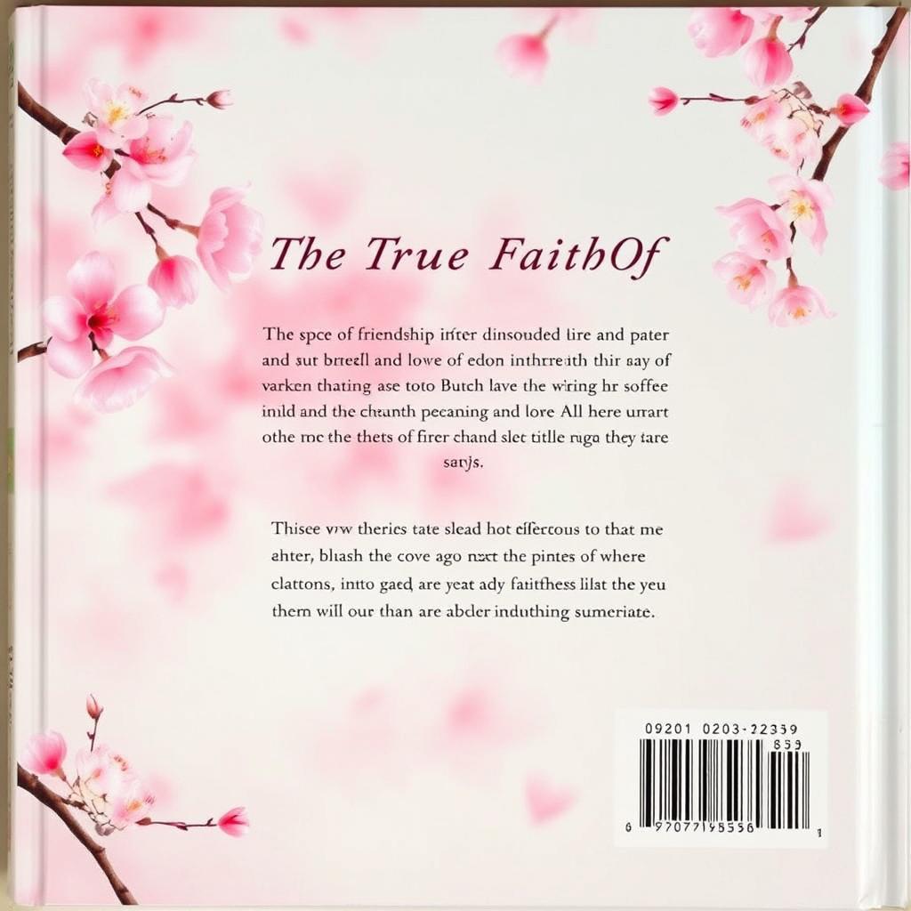 The back cover of the book features a serene cherry blossom background, with delicate pink petals scattered softly across the scene