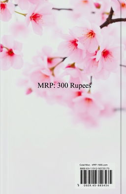 A book cover back featuring a beautiful cherry blossom background with delicate pink petals