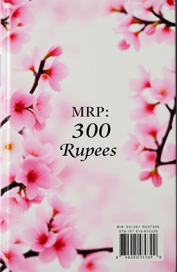 A book cover back featuring a beautiful cherry blossom background with delicate pink petals