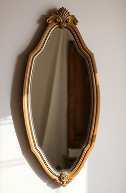 A minimalist stunning old luxury mirror, beautifully crafted with exquisite details, showcasing artisan qualities typical of Brazilian design