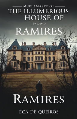 A book cover for 'The Illustrious House of Ramires' by Eça de Queirós, featuring a large, ancient mansion that displays signs of decay with visible cracks and overgrown vegetation