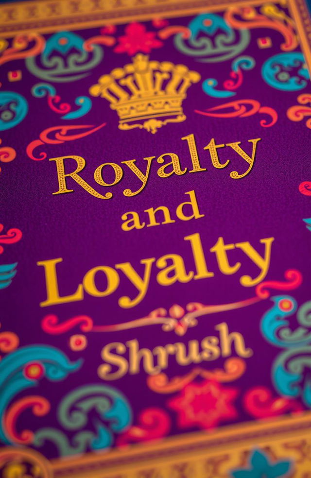 A close-up of a beautifully designed book cover featuring an intricate royal pattern with vibrant colors