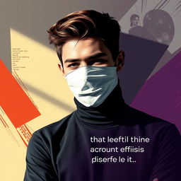 A contemporary editorial poster featuring a young man with his face covered, conveying a sense of mystery and intrigue