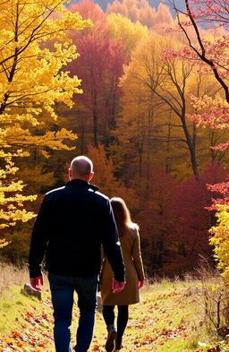 A beautiful autumn forest, filled with rich tones of yellow, orange, and red leaves