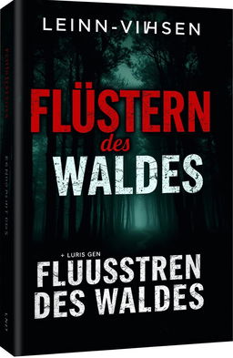 A gripping book cover design for a thriller novel titled 'Flüstern des Waldes'