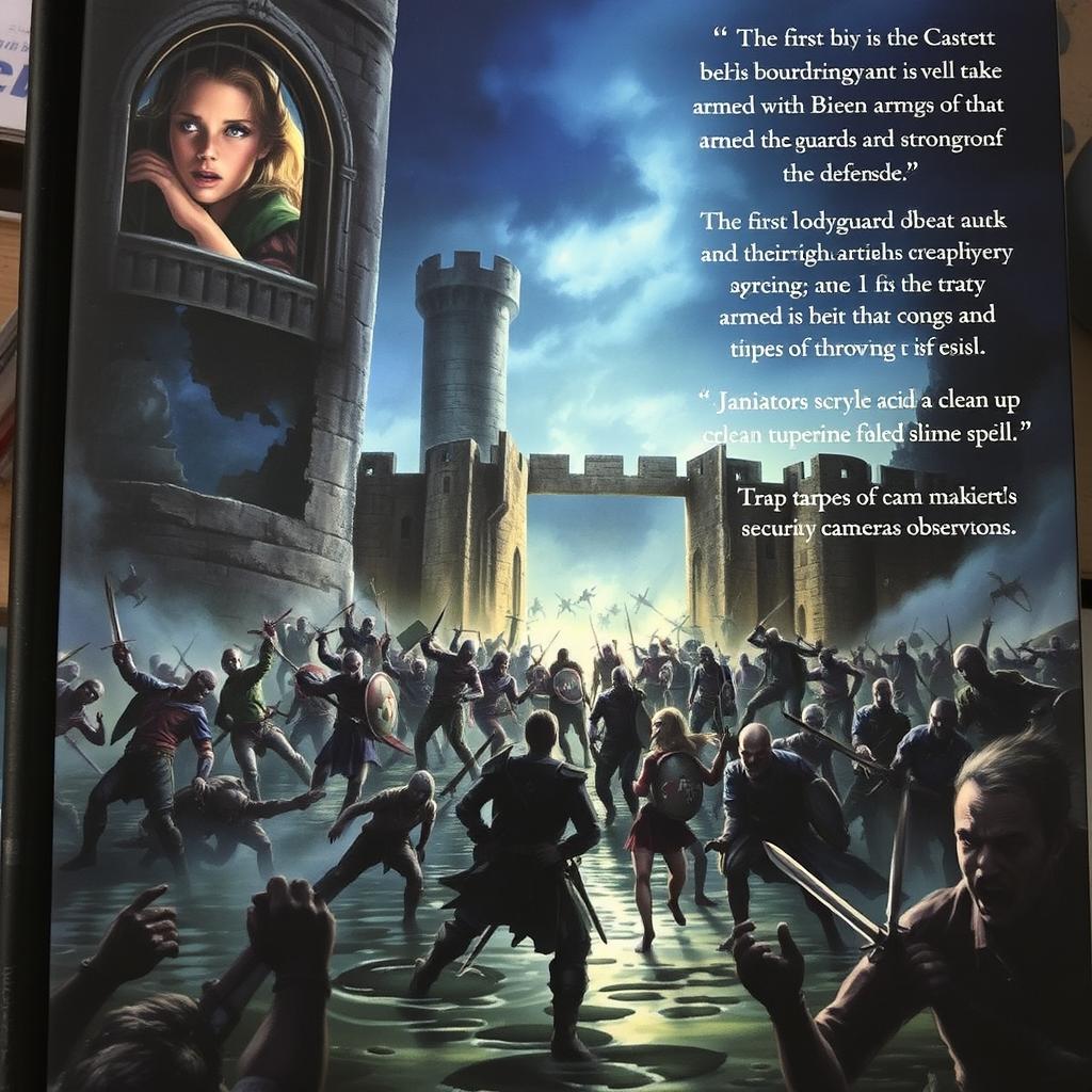 A captivating book cover for a fantasy horror story featuring a princess gazing out of a grand castle window, her expression a mix of fear and determination