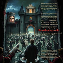 A captivating book cover for a fantasy horror story featuring a princess gazing out of a grand castle window, her expression a mix of fear and determination