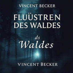 A suspenseful book cover design for a thriller titled 'Flüstern des Waldes' by author Vincent Becker