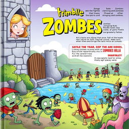 A whimsical and colorful children's book cover illustrating a princess with a look of surprise and determination, peeking out from her castle window