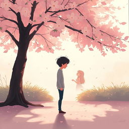 A poignant and emotional illustration depicting the essence of unrequited love