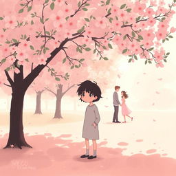 A poignant and emotional illustration depicting the essence of unrequited love