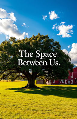 A majestic oak tree stands proudly in the center of a lush green pasture, its thick branches providing ample shade