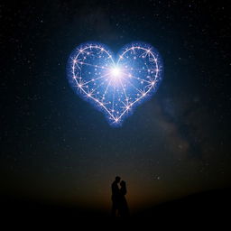 A captivating scene featuring a deep, dark night sky, filled with countless stars that twinkle with a soft brilliance